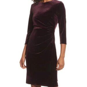 Eliza J Velvet Fitted Party Formal Dress‎ Burgundy Jewell Tone Women's Size 4